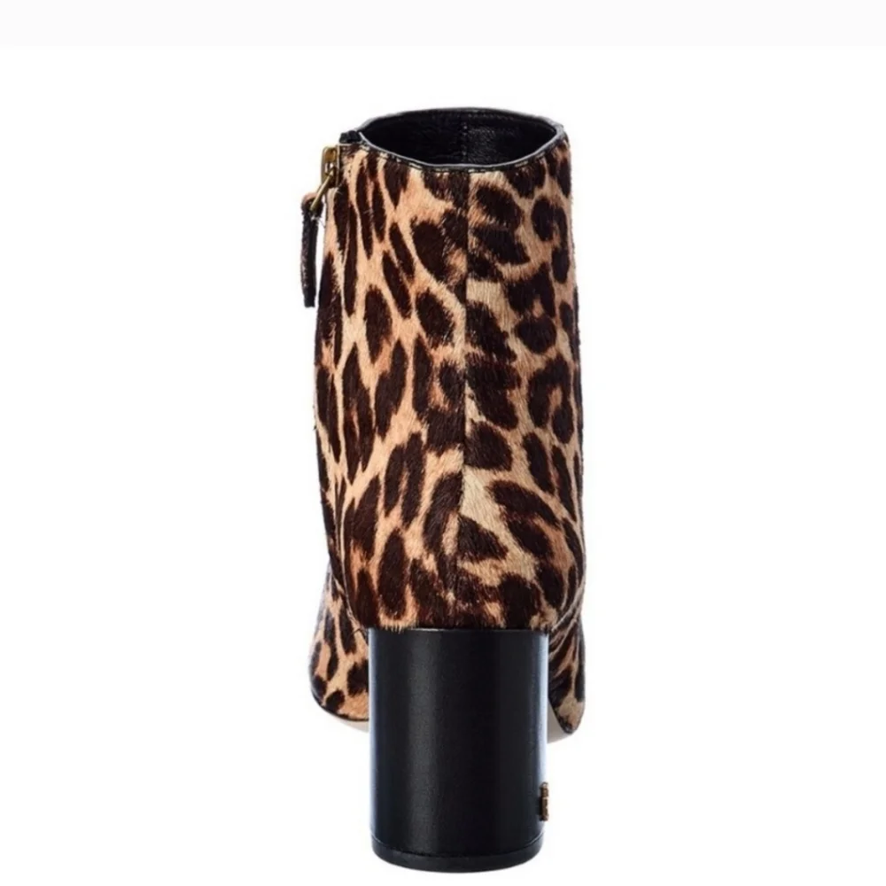 Tory Burch Brooke Leopard Print  Calfhair Women’s  Booties Size 6.5 NIB